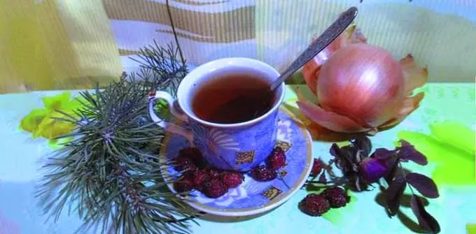 Отвар из лука, хвои сосны и шиповника