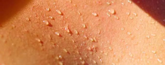 Капли пота на коже