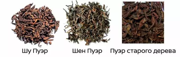 Сорта чая пуэр