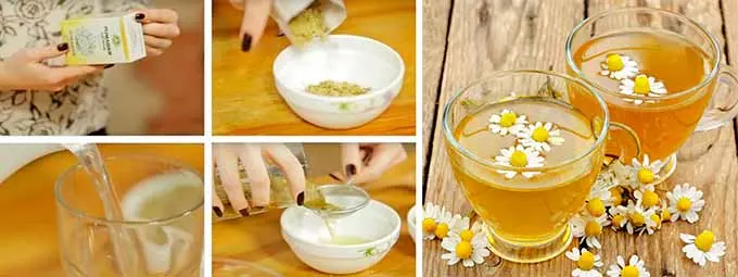Процесс заваривания сухоцветов ромашки