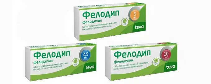 Упаковки Фелодипа с разной дозировкой